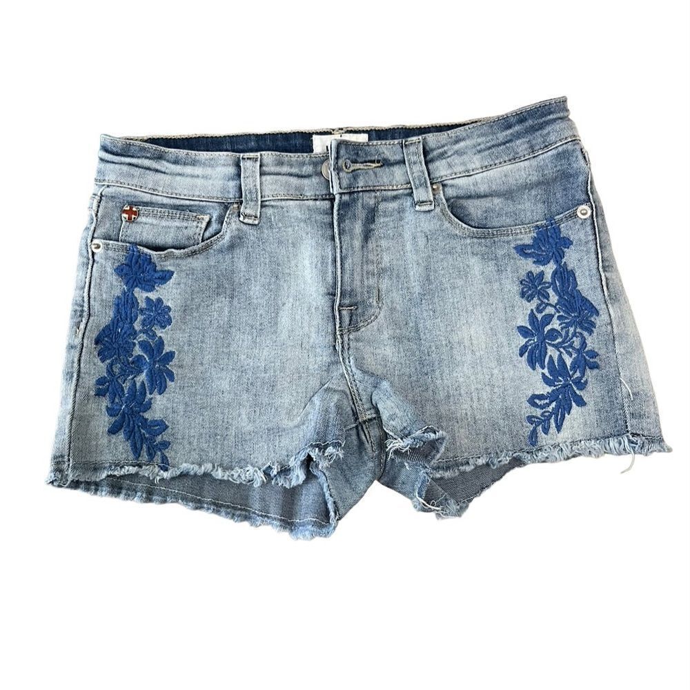 HUDSON Jeans Boho Denim Embroidered Frayed Hem Shorts Girls 14